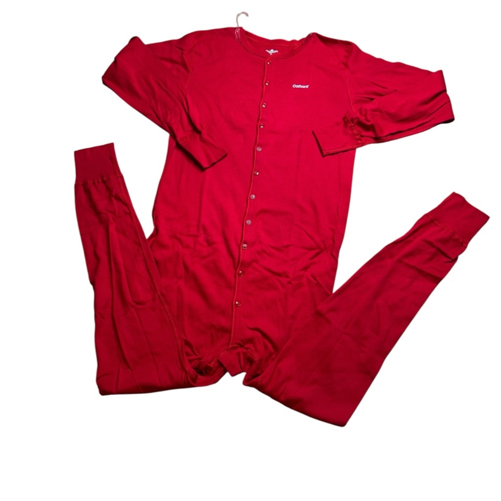 ❤️ Carhartt Red Thermal Union Suit 👷‍♂️ Men’s XL Long Johns One Piece Pajamas ❤️